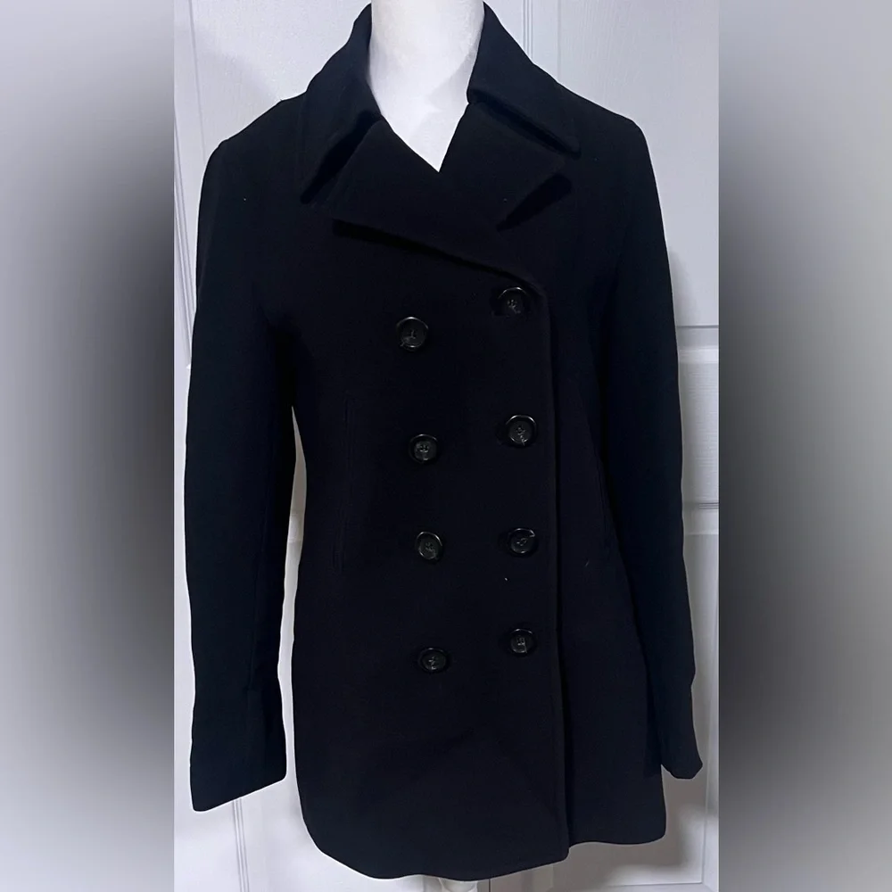 Women's J. Crew Wool Blend Peacoat in Black